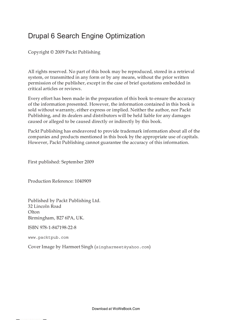 image for page Drupal 6 Search Engine Optimization 2009 Ben Finklea