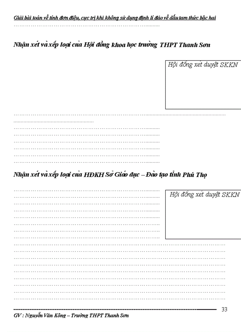 image for page Sáng kiến kinh nghiệm giải bài các toán về tính đơn điệu cực trị của hàm số khi không sử dụng định lí đảo dấu tam thức bậc hai