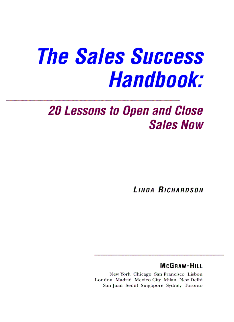 The Sales Success Handbook McGraw Hill