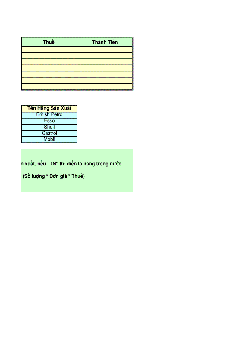 Bài tập Microsoft office Excel mở rộng Bài số 8