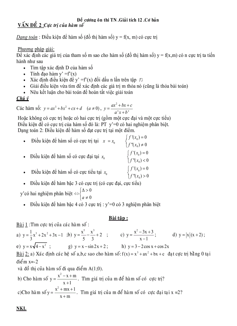 image for page Đề cương ôn thi TN Giải tích 12 Cơ bản TÀI LIỆU HƯỚNG DẪN ÔN THI TỐT NGHIỆP GIẢI TÍCH