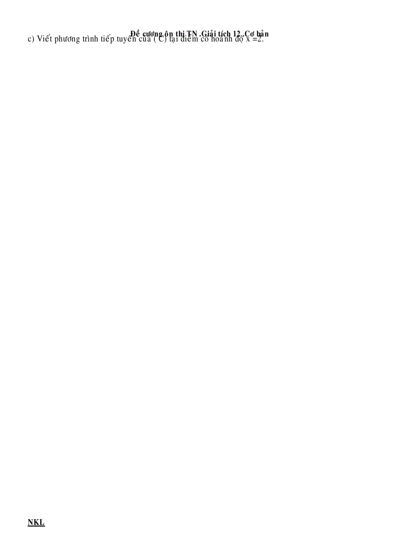 image for page Đề cương ôn thi TN Giải tích 12 Cơ bản TÀI LIỆU HƯỚNG DẪN ÔN THI TỐT NGHIỆP GIẢI TÍCH