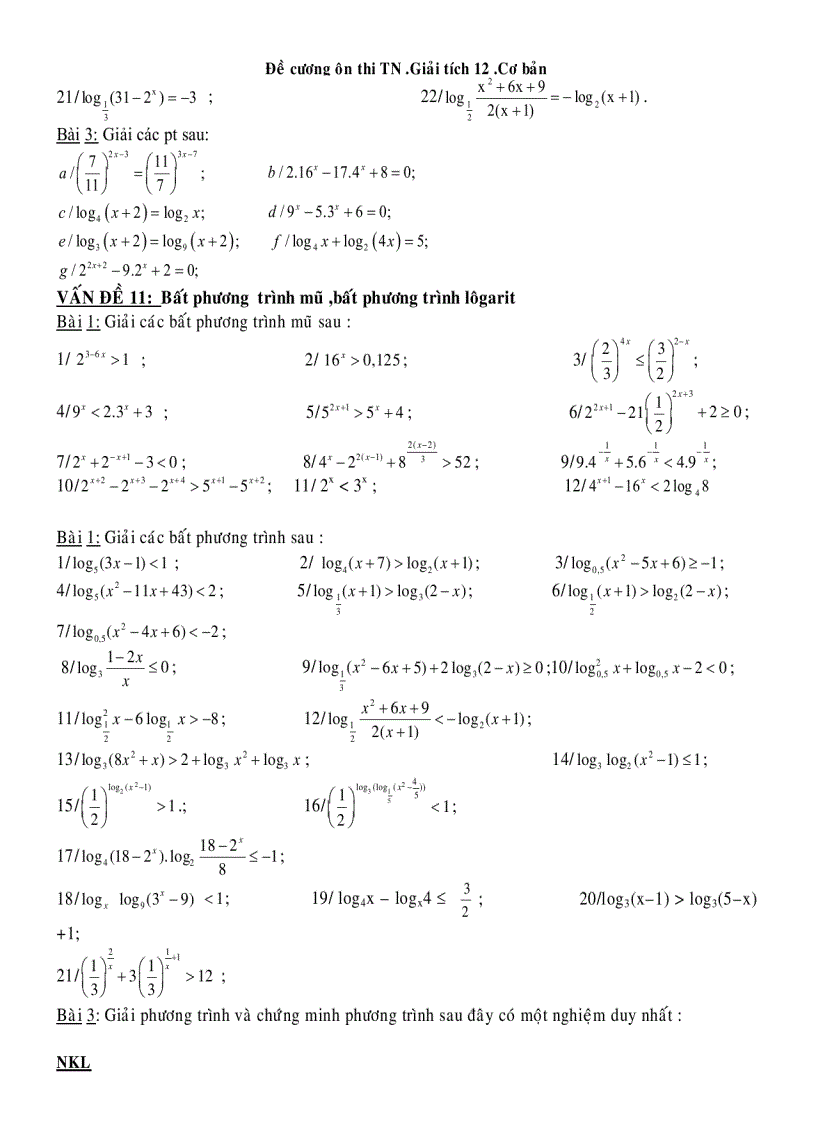 image for page Đề cương ôn thi TN Giải tích 12 Cơ bản TÀI LIỆU HƯỚNG DẪN ÔN THI TỐT NGHIỆP GIẢI TÍCH