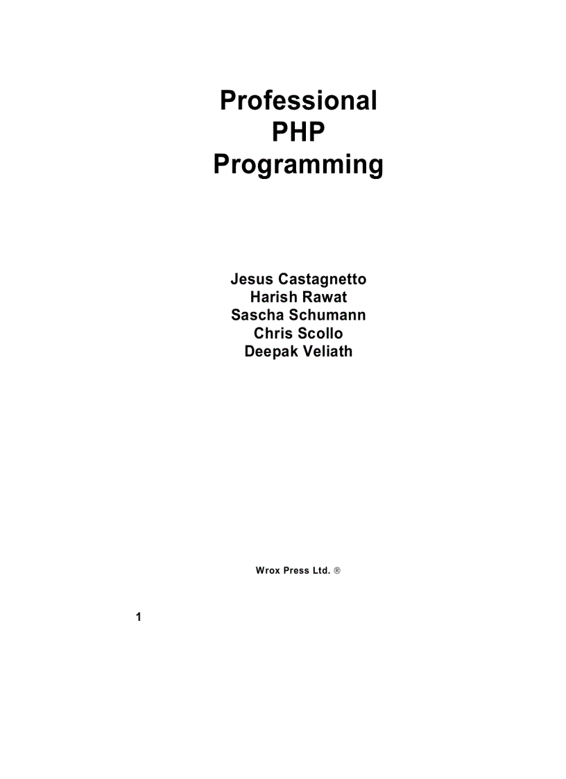 Professional PHP Programming