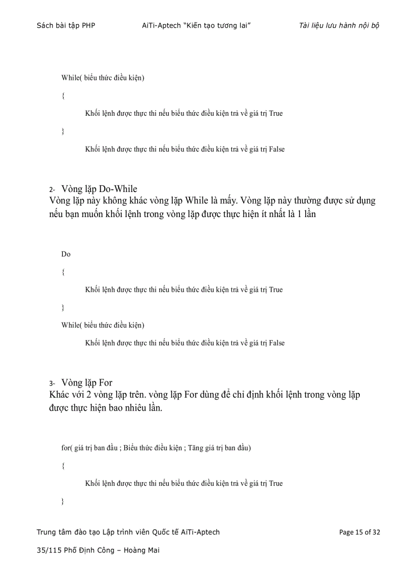 image for page Sách bài tập thực hành ngôn ngữ PHP của trung tâm đào tạo lập trình viên quốc tế Aptech