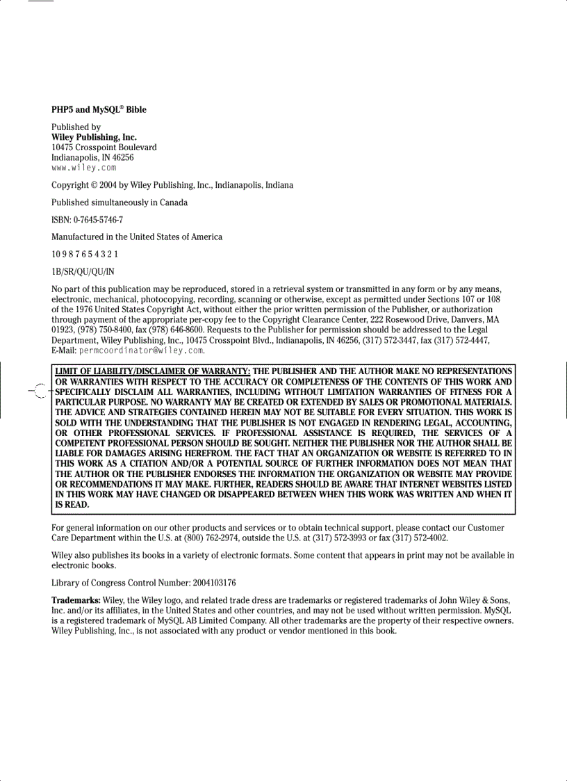 image for page PHP5 and MySQL Bible John Wiley Son