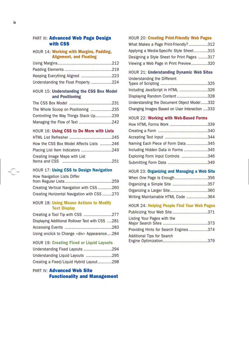 image for page Sams Teach yourself HTML and CSS in 24 hours 8th Ed