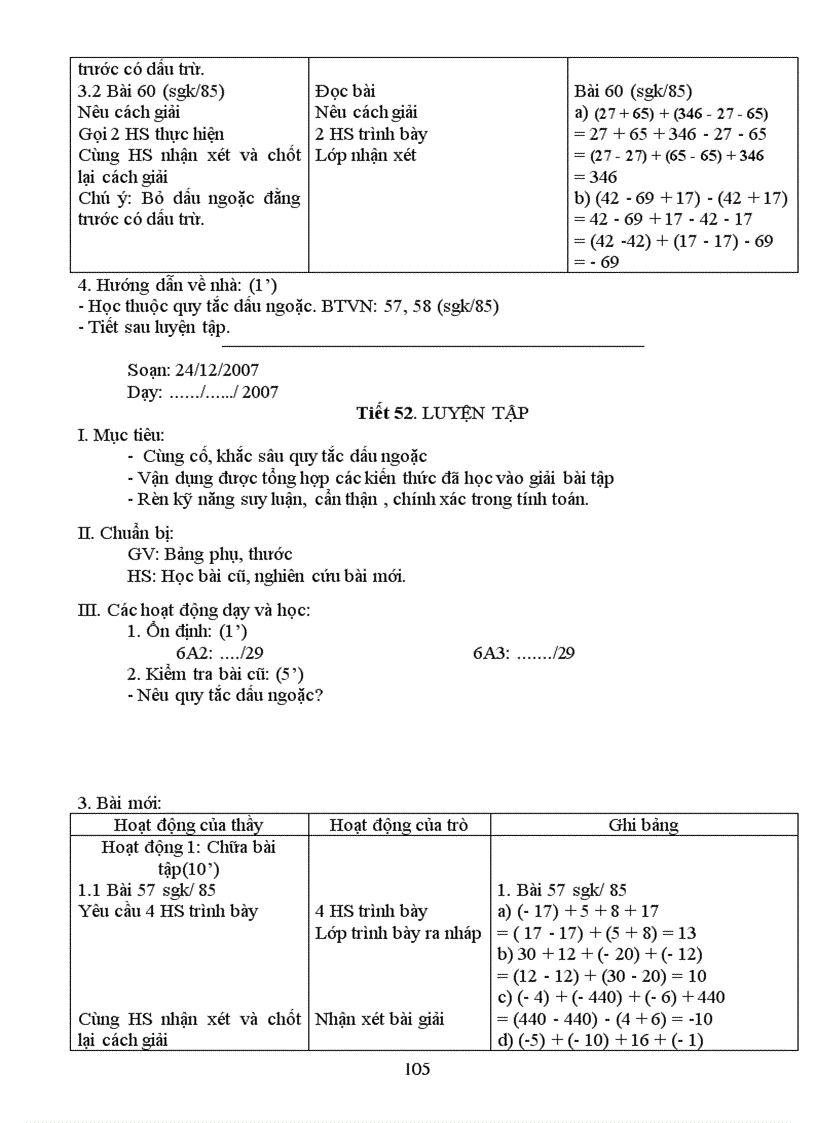 image for page Giáo án Số học 6 học kì I