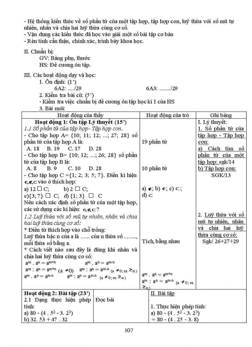 image for page Giáo án Số học 6 học kì I
