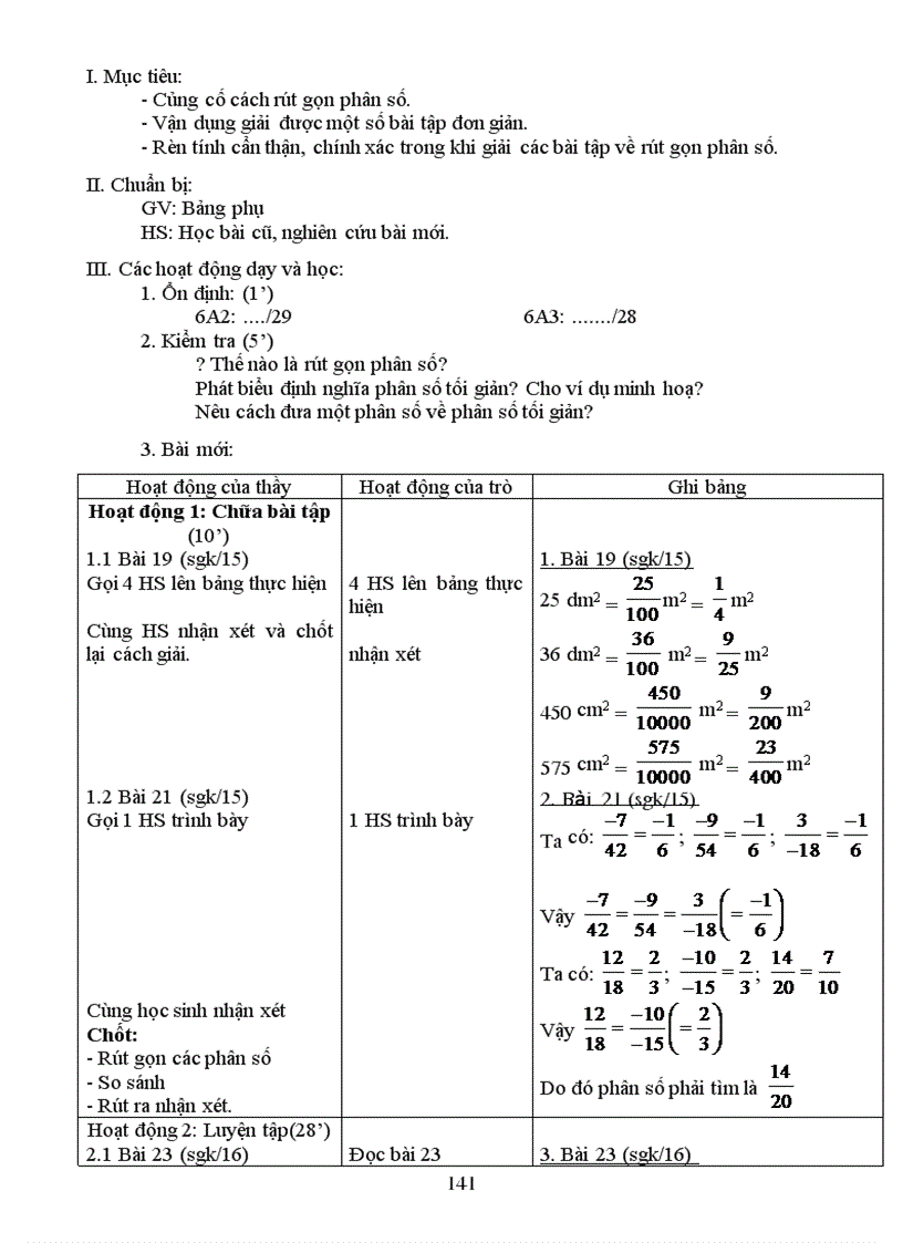 image for page Giáo án Số học 6 học kì I