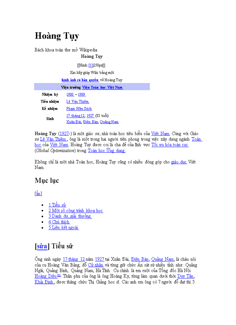 image for page Đôi nét về giáo sư Hoàng Tụy