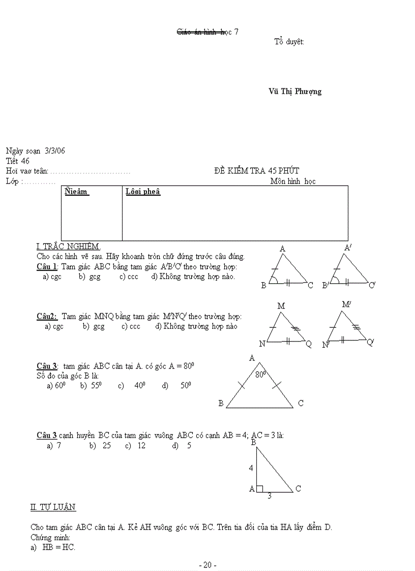 image for page Giáo án Hình học 7 học kỳ II