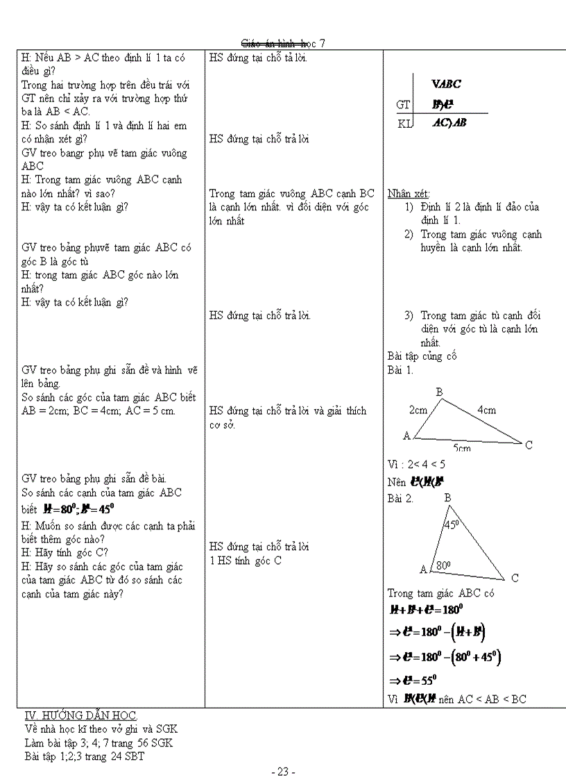 image for page Giáo án Hình học 7 học kỳ II