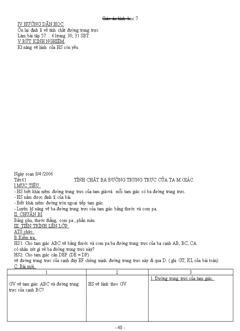 image for page Giáo án Hình học 7 học kỳ II