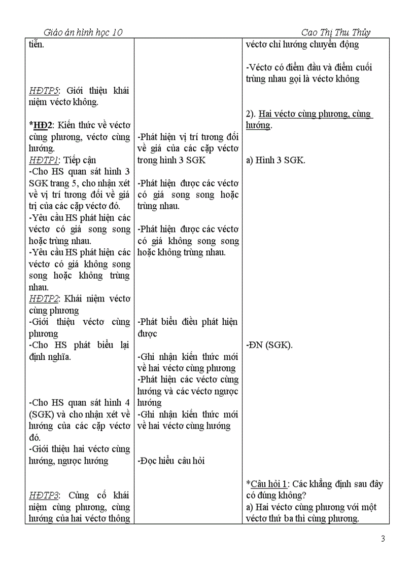 image for page Giáo án Hình học 10 chương I nâng cao