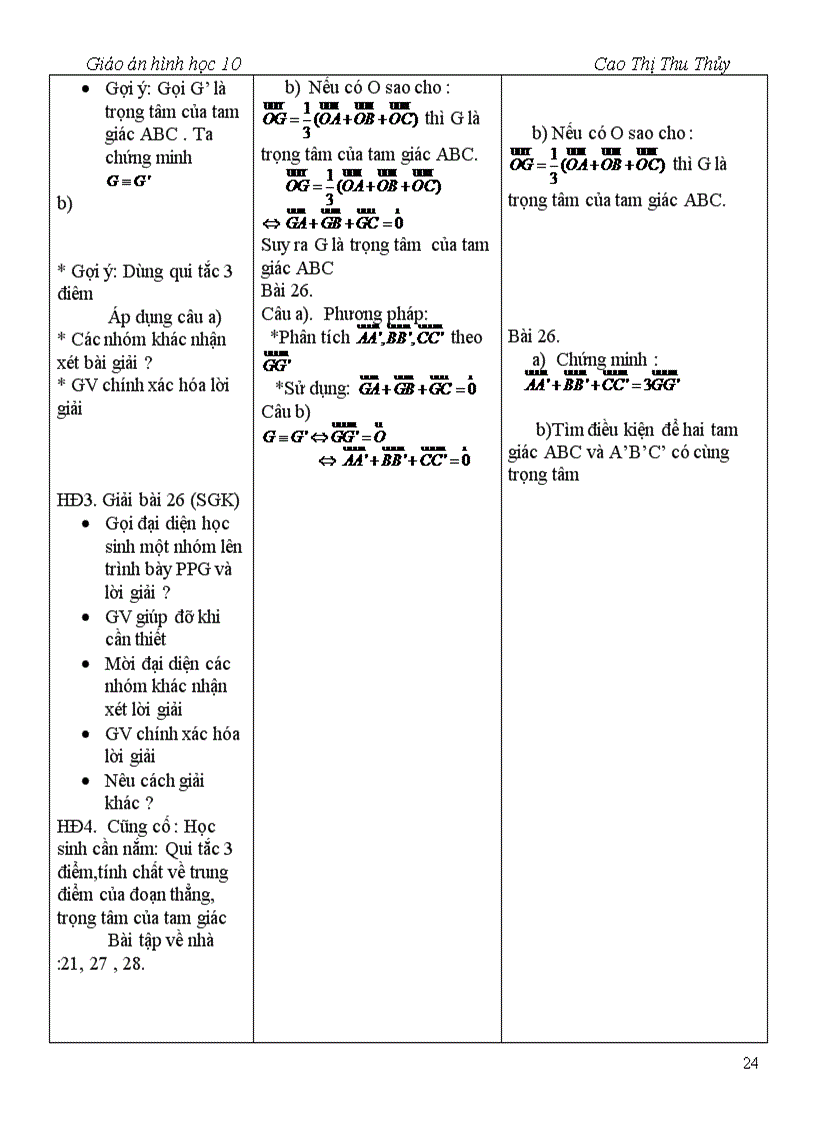 image for page Giáo án Hình học 10 chương I nâng cao