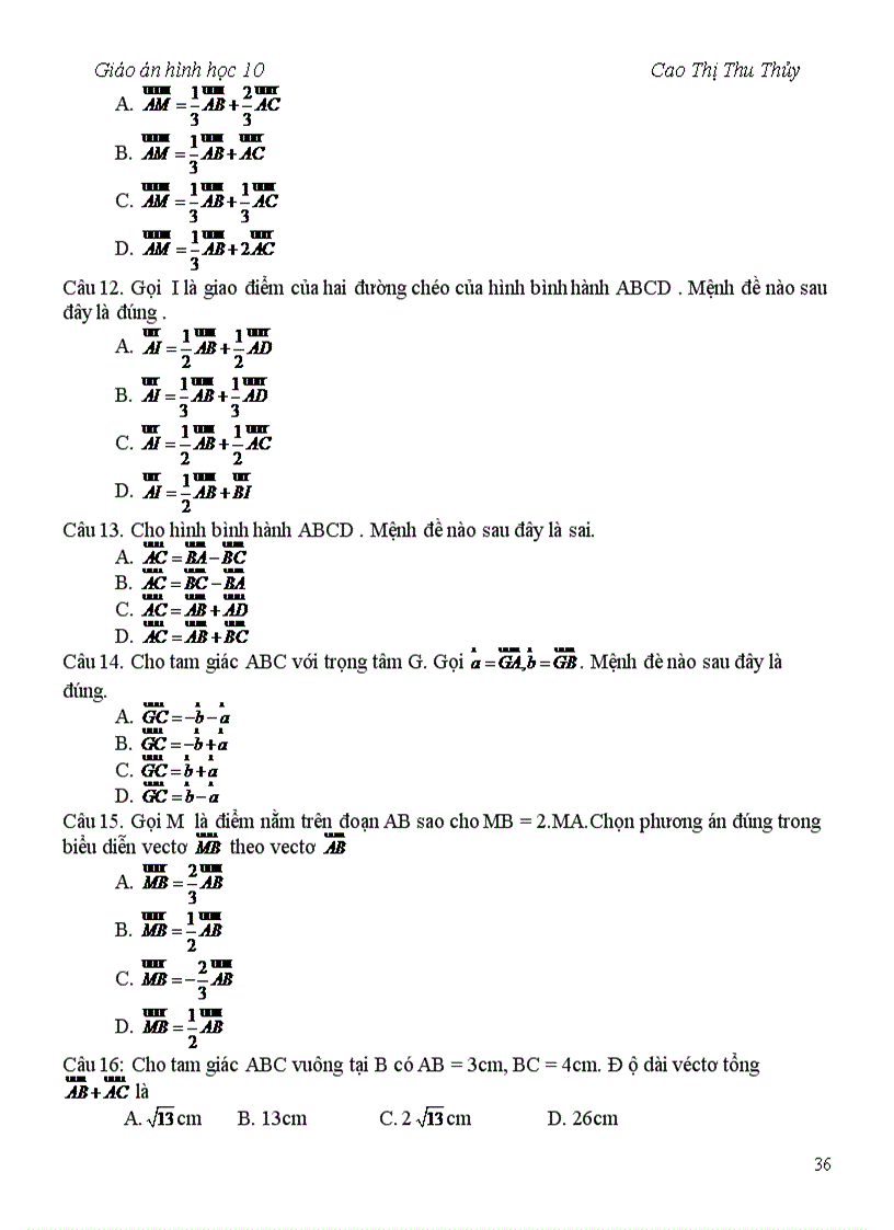 image for page Giáo án Hình học 10 chương I nâng cao