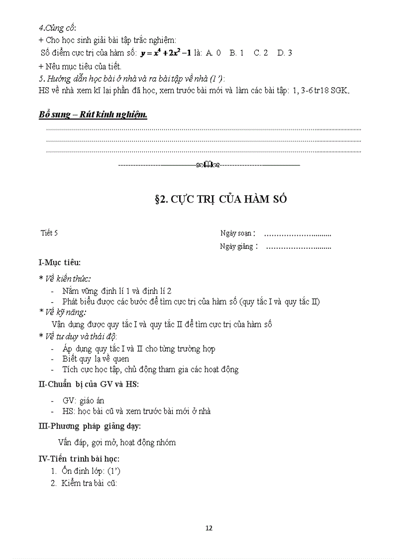 image for page Giáo án giải tích 12 chương 1