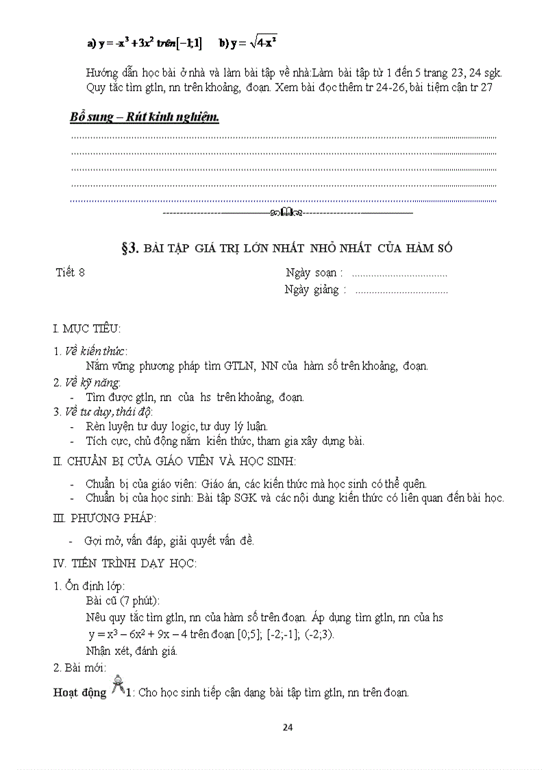 image for page Giáo án giải tích 12 chương 1