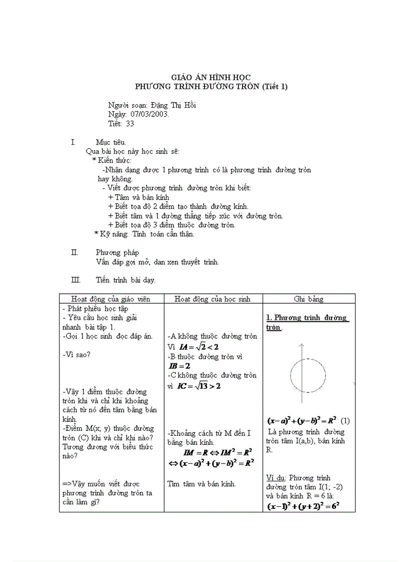 image for page Chương III Bài 2 Phương trình đường tròn