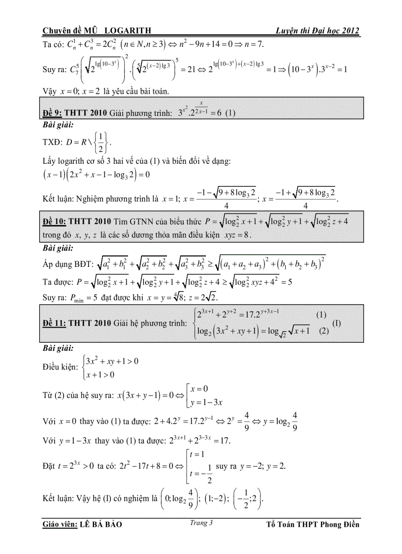 image for page Tuyển tập đề thi toán học tuổi trẻ Mũ lgarith