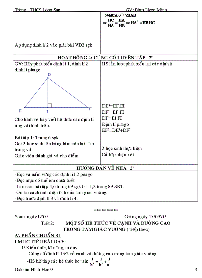 image for page Giáo án Hình học 9 học kì I