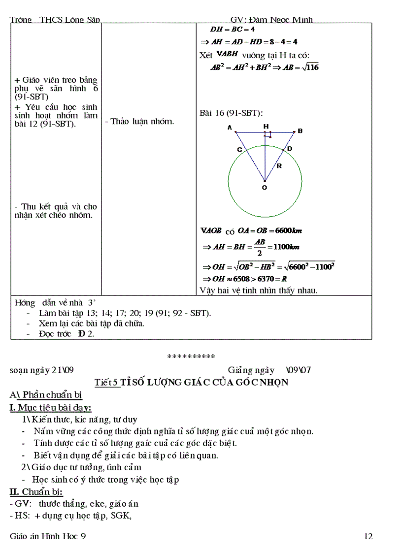 image for page Giáo án Hình học 9 học kì I
