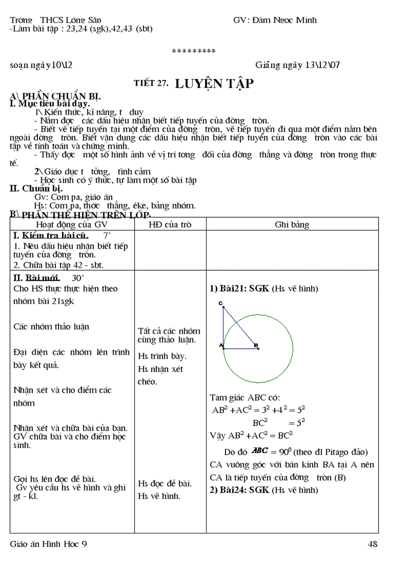 image for page Giáo án Hình học 9 học kì I