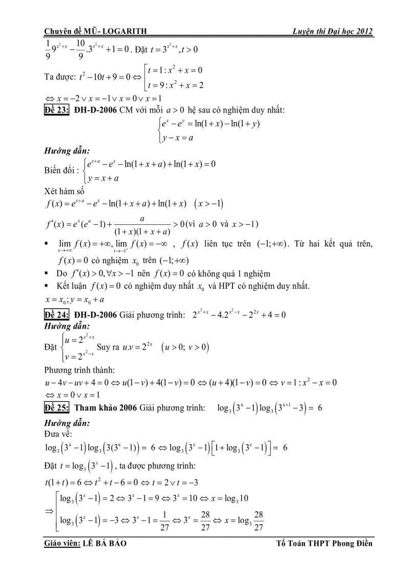 image for page Chuyên đề MŨ LOGARITH Luyện thi Đại học 201 ĐỀ THI ĐẠI HỌC CAO ĐẲNG MŨ VÀ LOGARITH