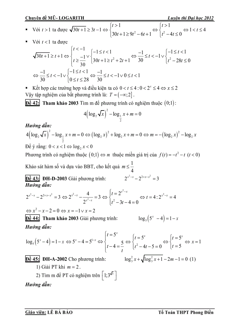 image for page Chuyên đề MŨ LOGARITH Luyện thi Đại học 201 ĐỀ THI ĐẠI HỌC CAO ĐẲNG MŨ VÀ LOGARITH