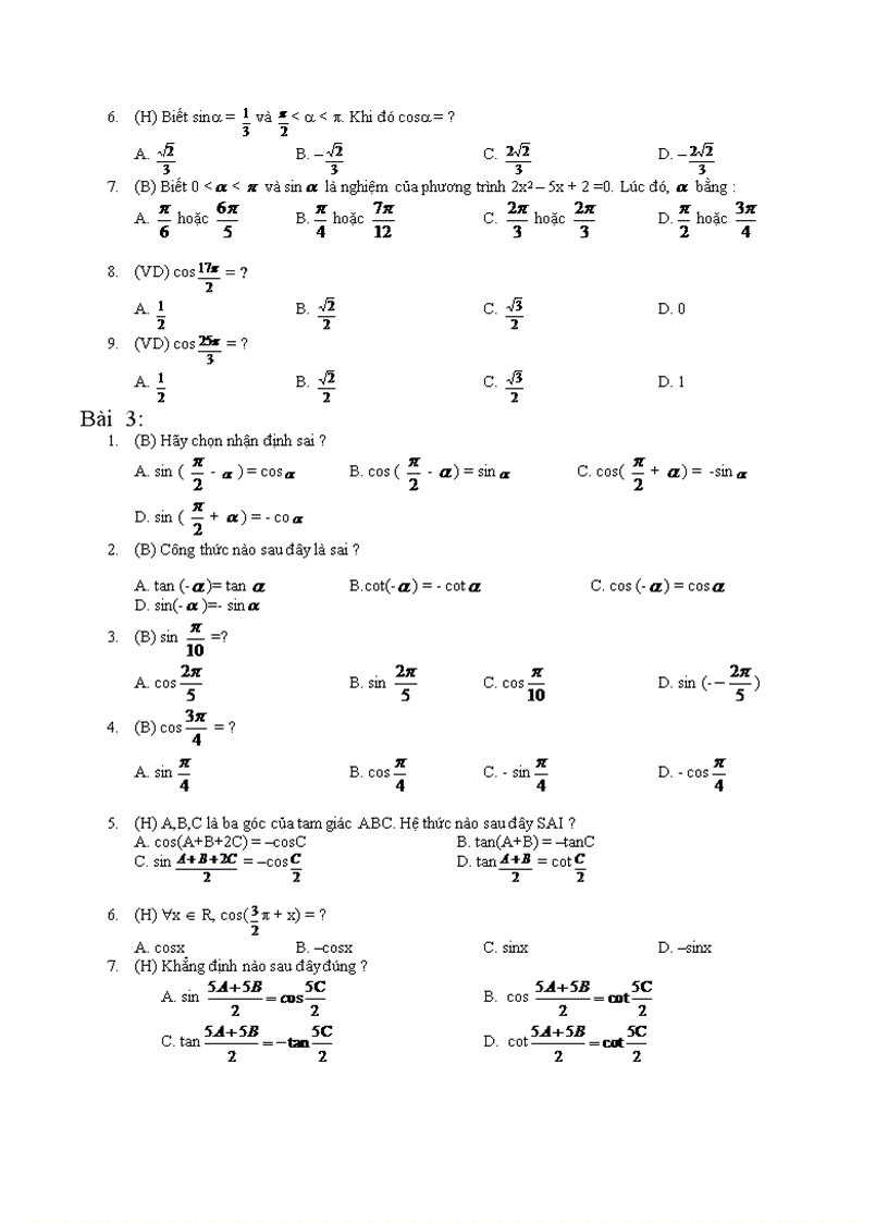 image for page Trắc nghiệm Hình học 10 chương II Tích vô hướng của hai vectơ và ứng dụng