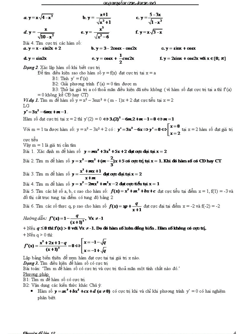 image for page Chuyên đề các bài toán ứng dụng đạo hàm
