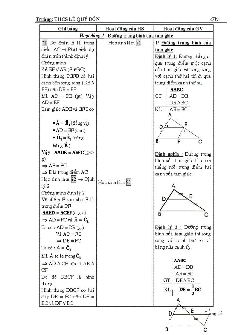 image for page Giáo án Hình học 8 học kỳ I