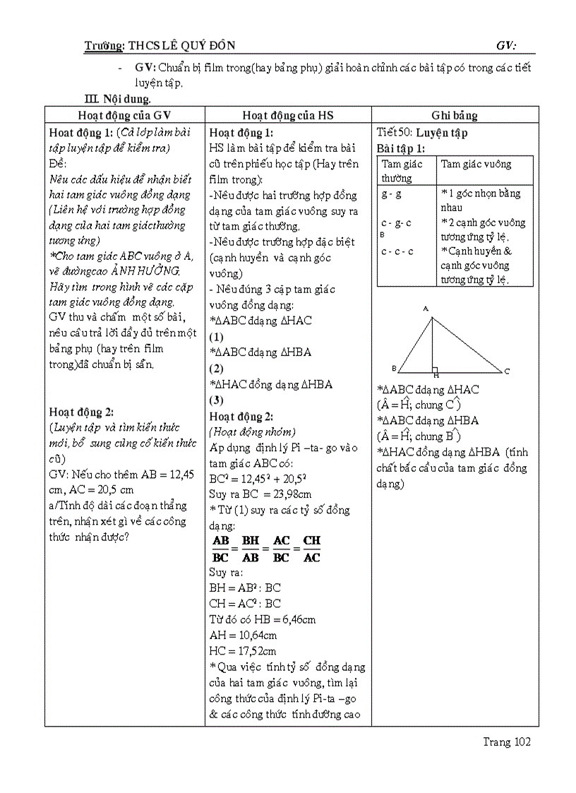 image for page Giáo án Hình học 8 học kỳ I