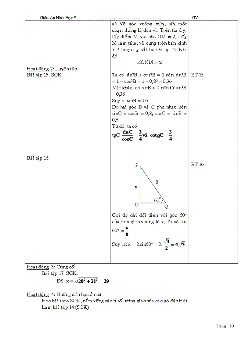 image for page Giáo án Hình học 9 học kỳ I
