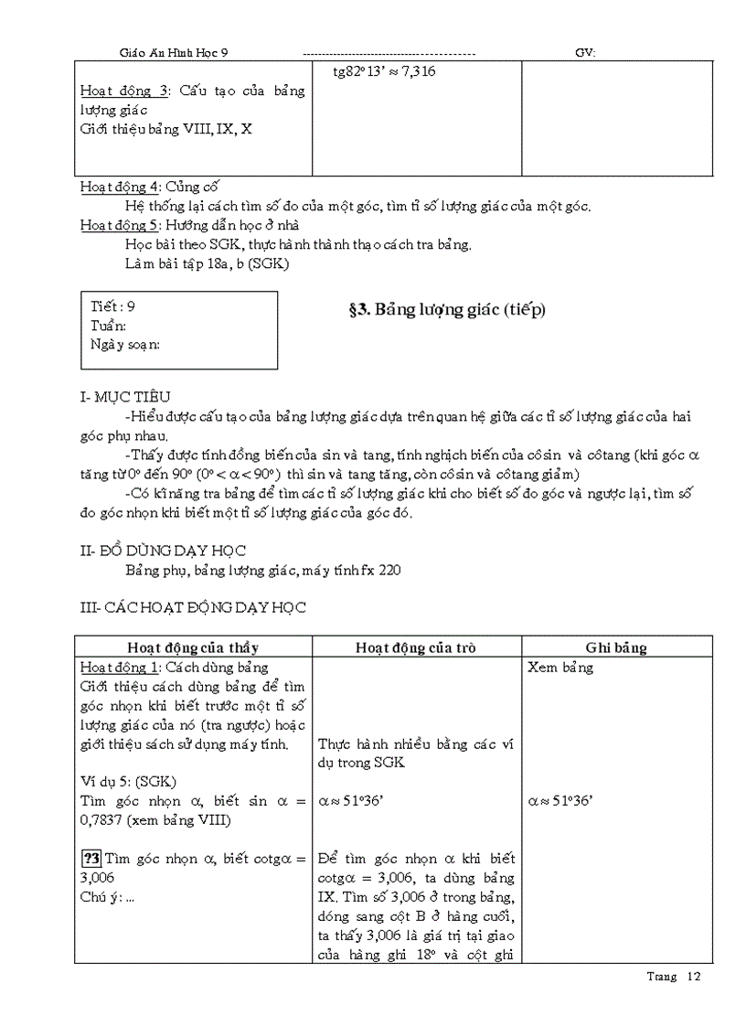 image for page Giáo án Hình học 9 học kỳ I