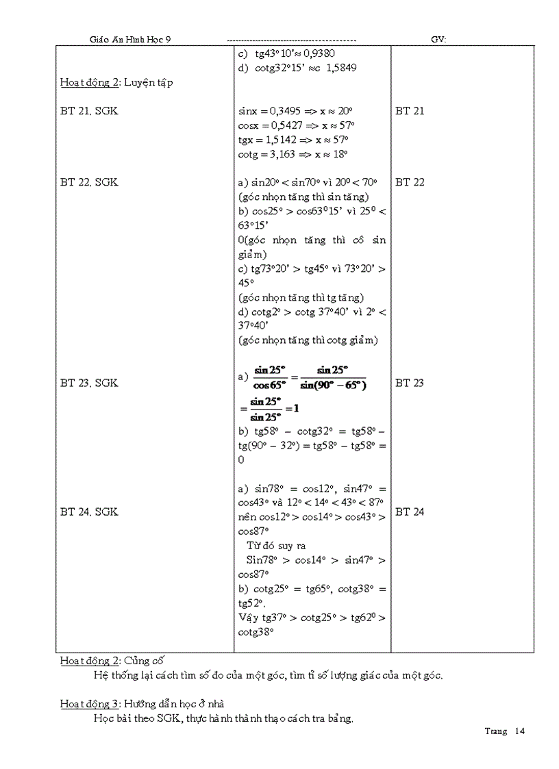 image for page Giáo án Hình học 9 học kỳ I