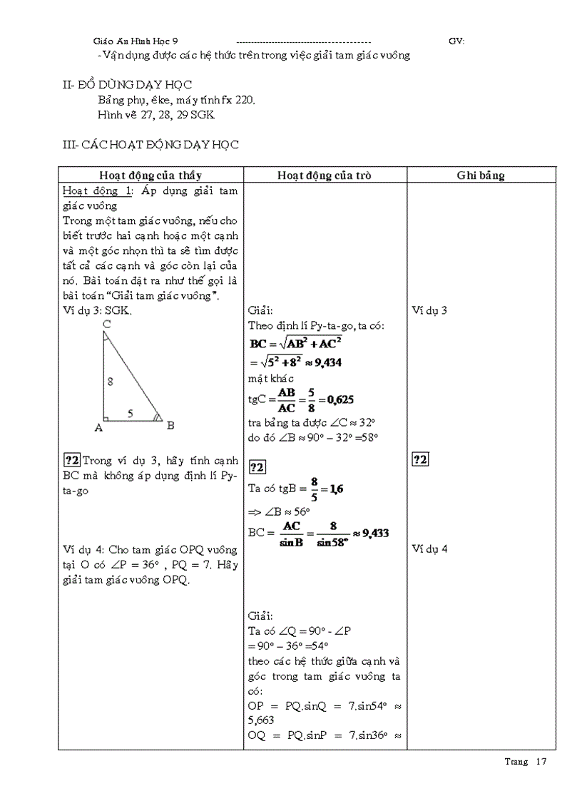 image for page Giáo án Hình học 9 học kỳ I