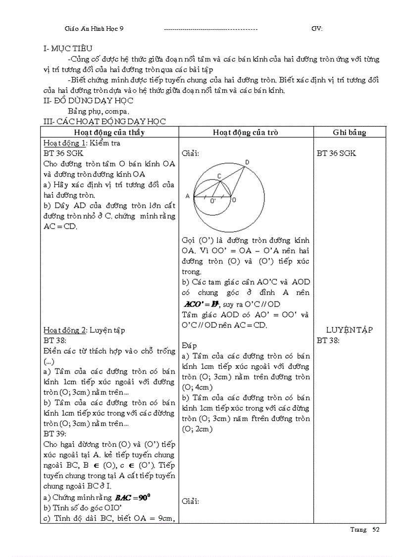 image for page Giáo án Hình học 9 học kỳ I