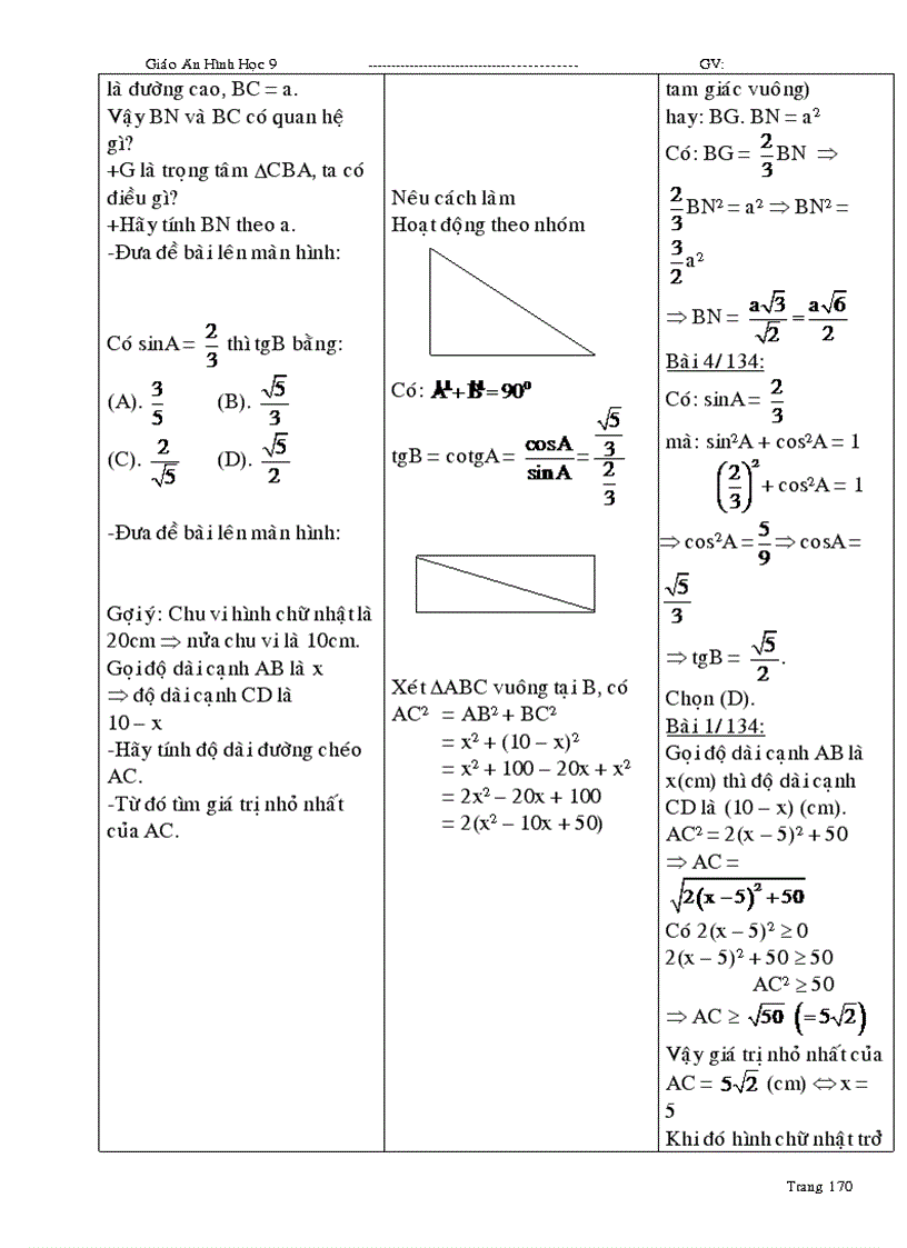 image for page Giáo án Hình học 9 học kỳ I