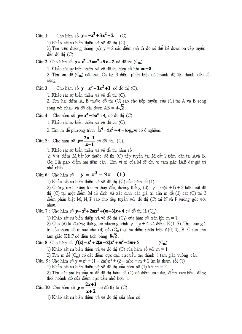 image for page Bài tập khảo sát hàm số hay