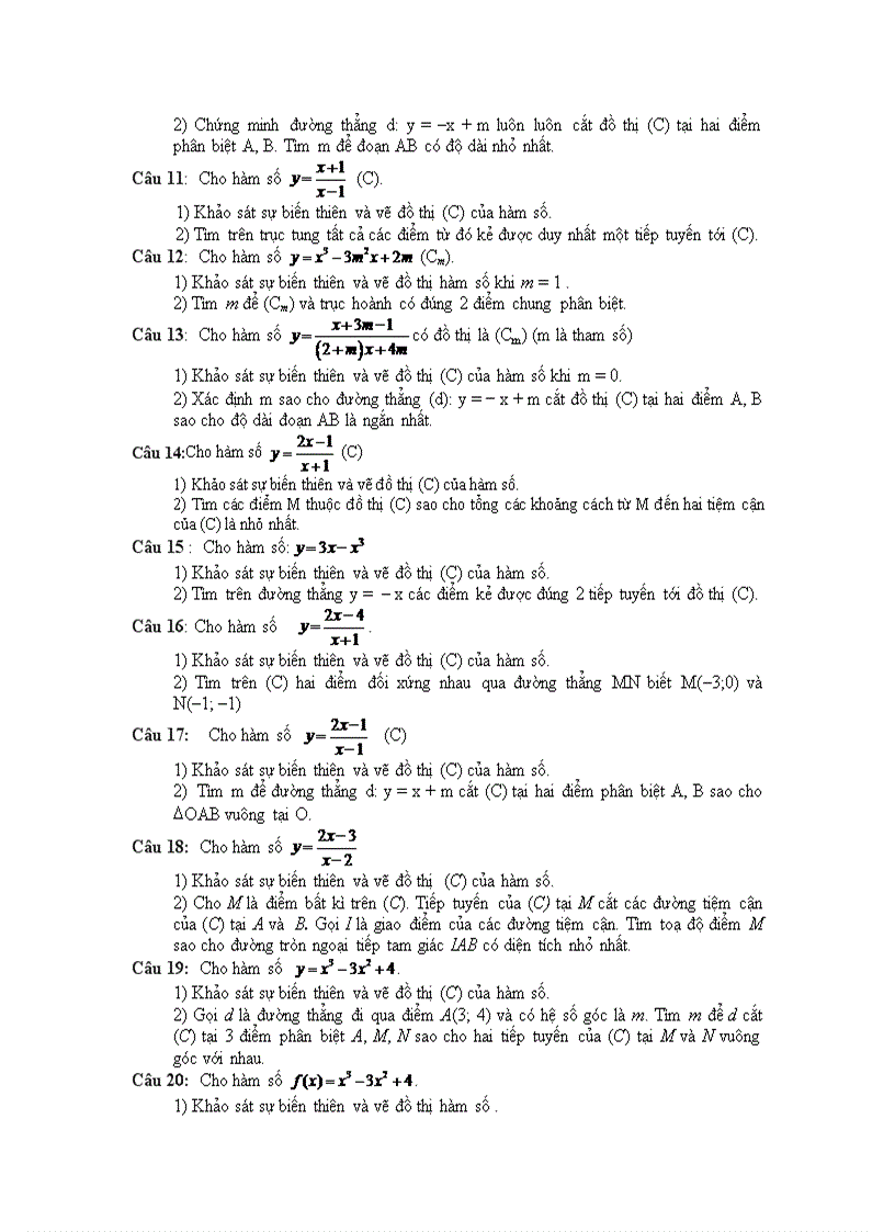 image for page Bài tập khảo sát hàm số hay
