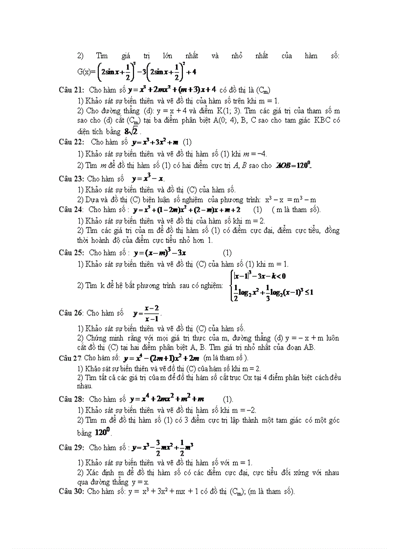 image for page Bài tập khảo sát hàm số hay