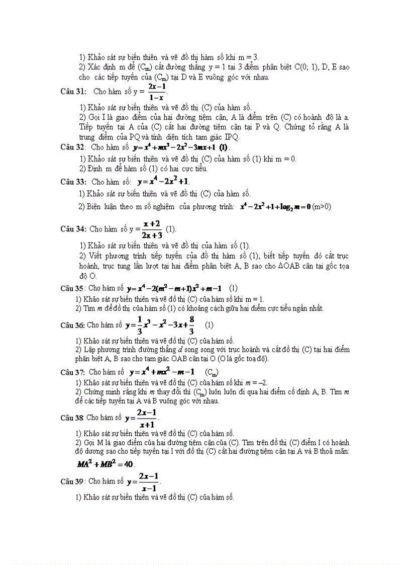 image for page Bài tập khảo sát hàm số hay