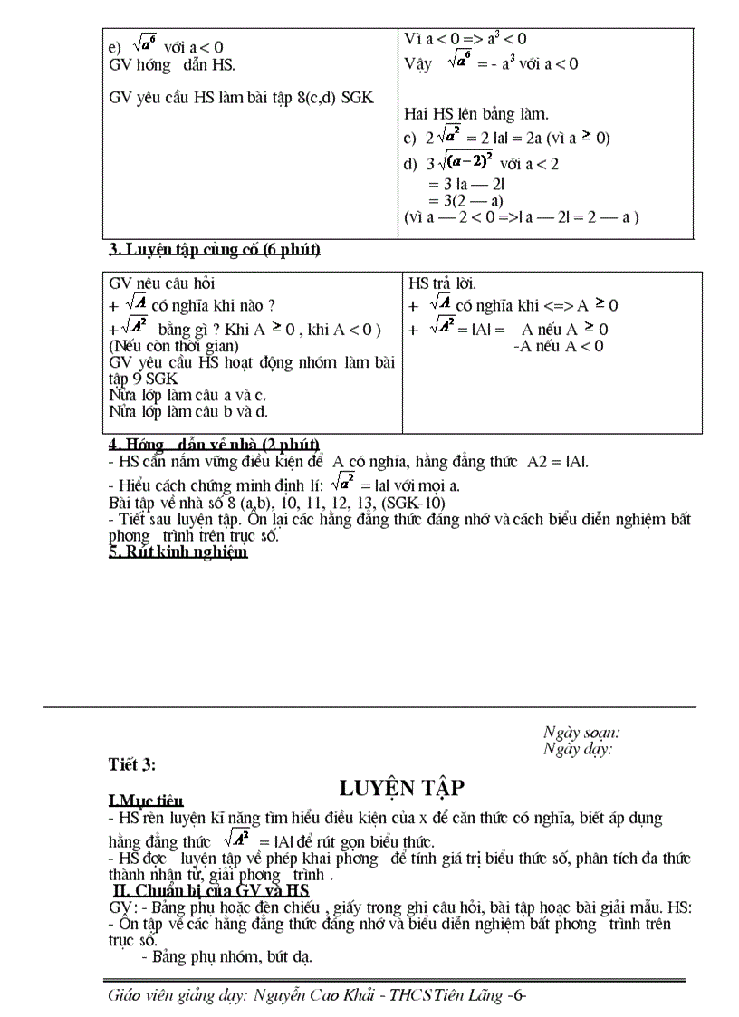 image for page Giáo án Đại số 9 học kì I