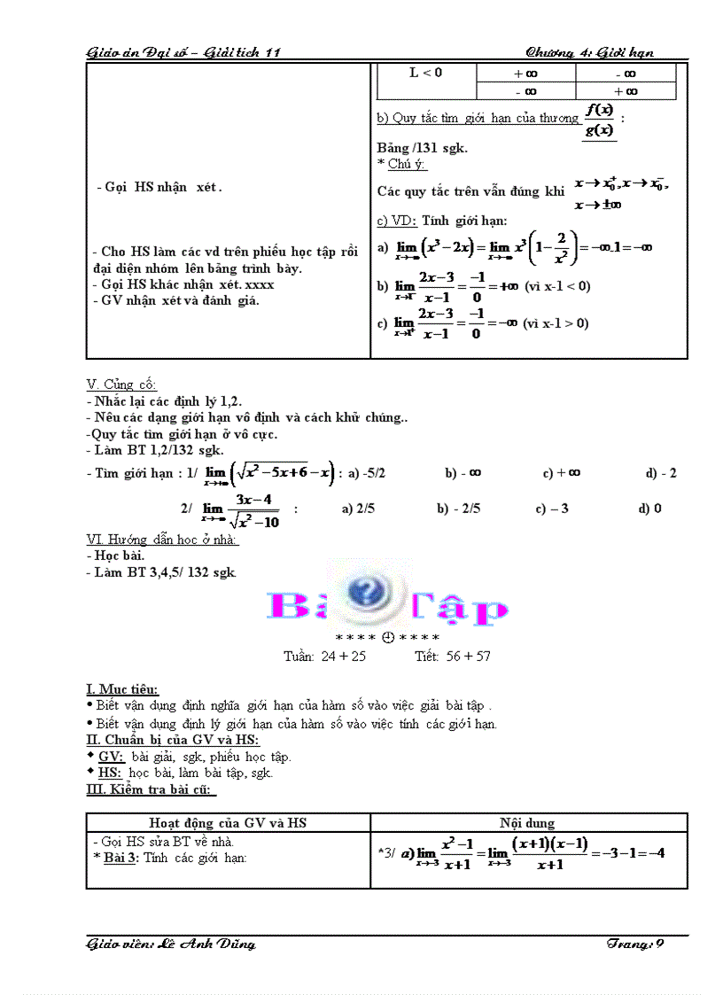 image for page Giáo án Đại số 11 chương IV Giới hạn