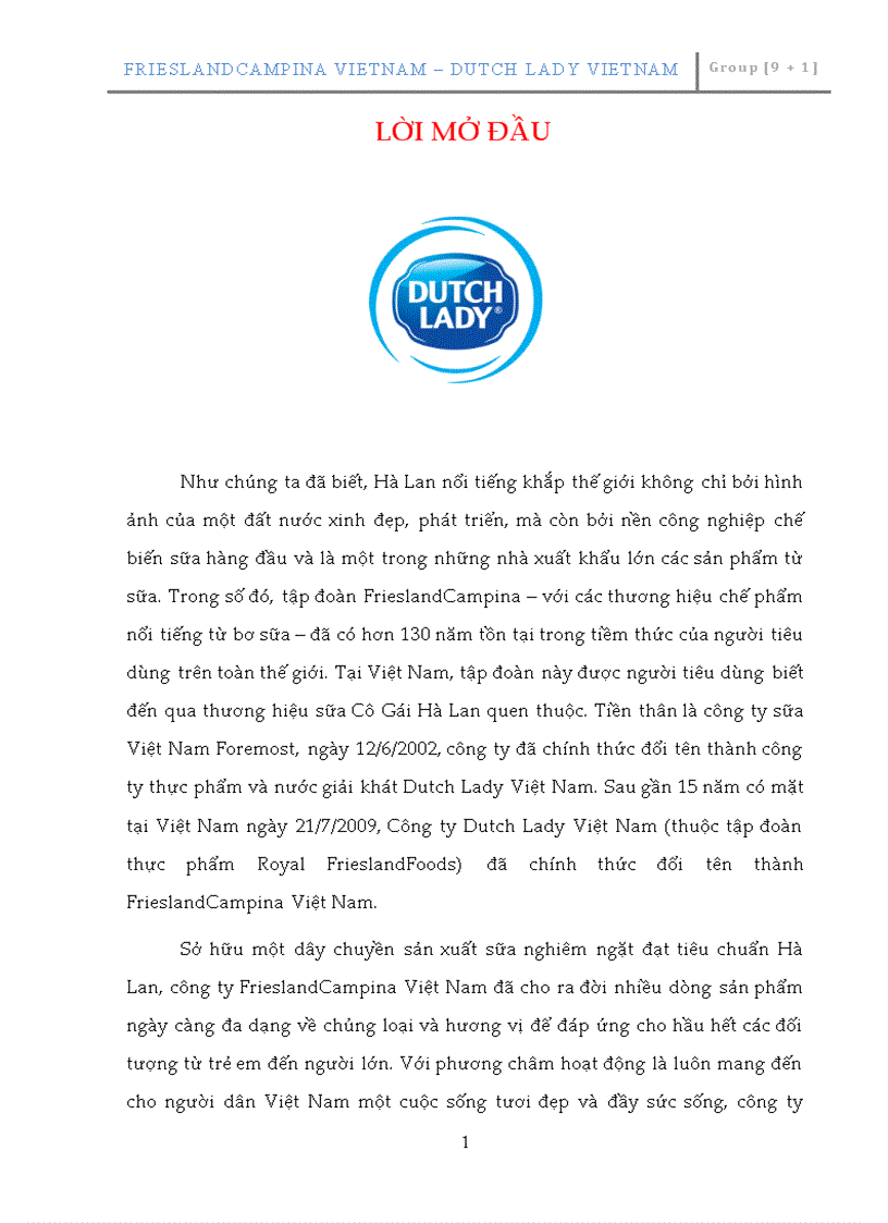 image for page Các chiến lược marketing 4P cho các sản phẩm của công ty Friesland Campina Việt Nam Cô gái Hà Lan