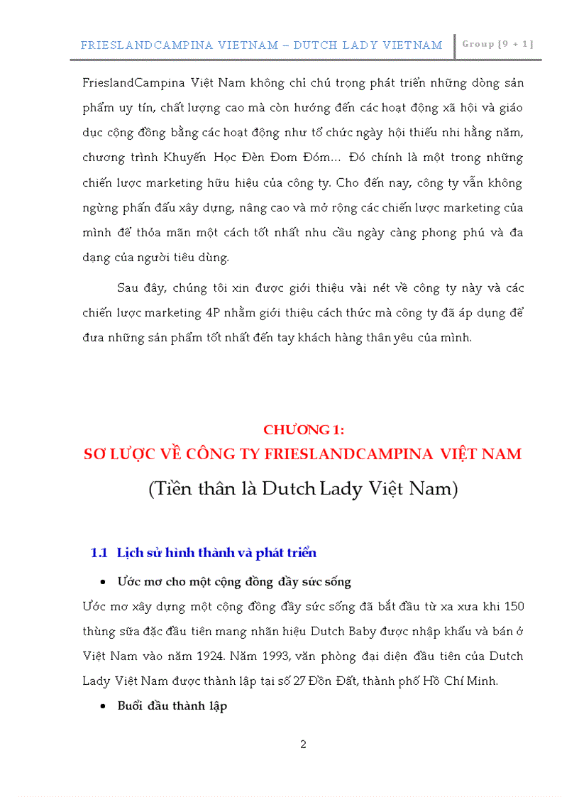 image for page Các chiến lược marketing 4P cho các sản phẩm của công ty Friesland Campina Việt Nam Cô gái Hà Lan