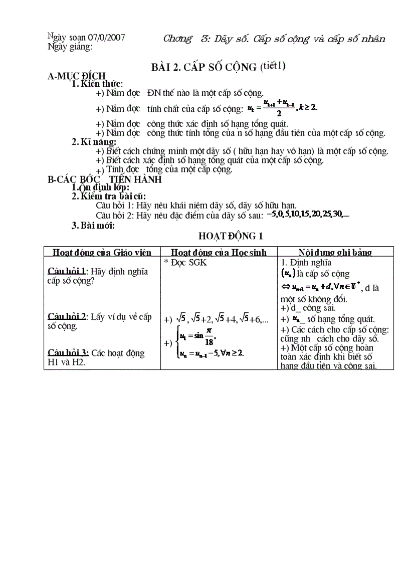 image for page Chương III Bài 3 Cấp số cộng