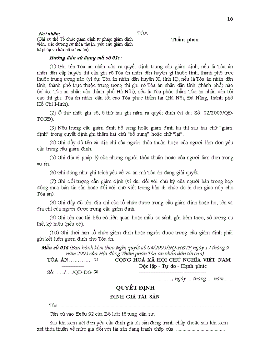image for page Nghị quyết số 04 2005 HDTP Hướng dẫn thi hành một số quy định của Bộ luật Tố tụng dân sự về Chứng minh và chứng cứ